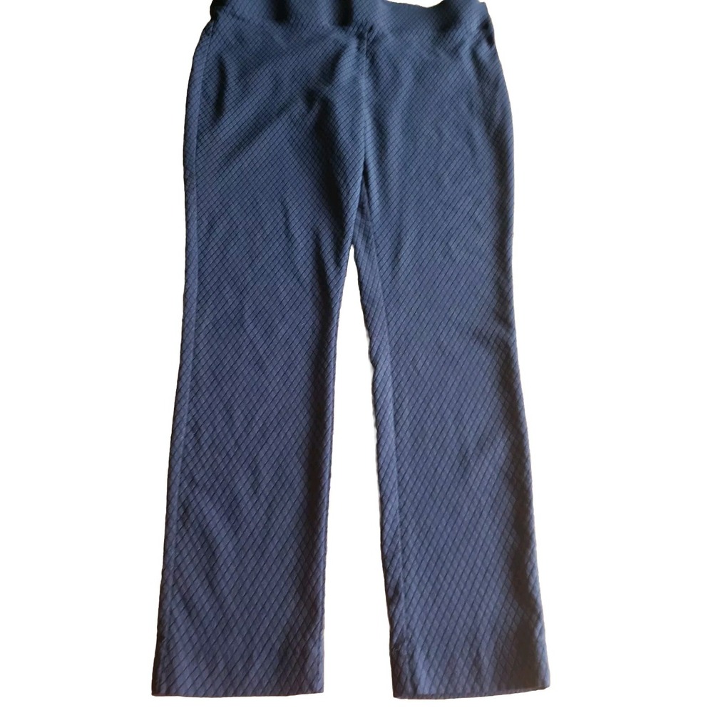 Apt 9 Sz 16 Slim Leg Pants Womens Navy‎ / Black Diamond Pattern Stretch Pull On